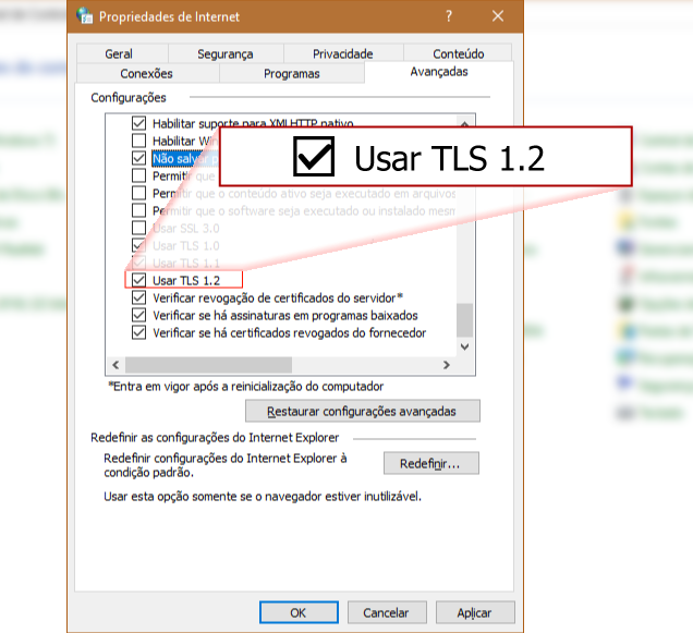 Seu sistema não atende aos requisitos de segurança - TLS 1.2 – Central de  Ajuda